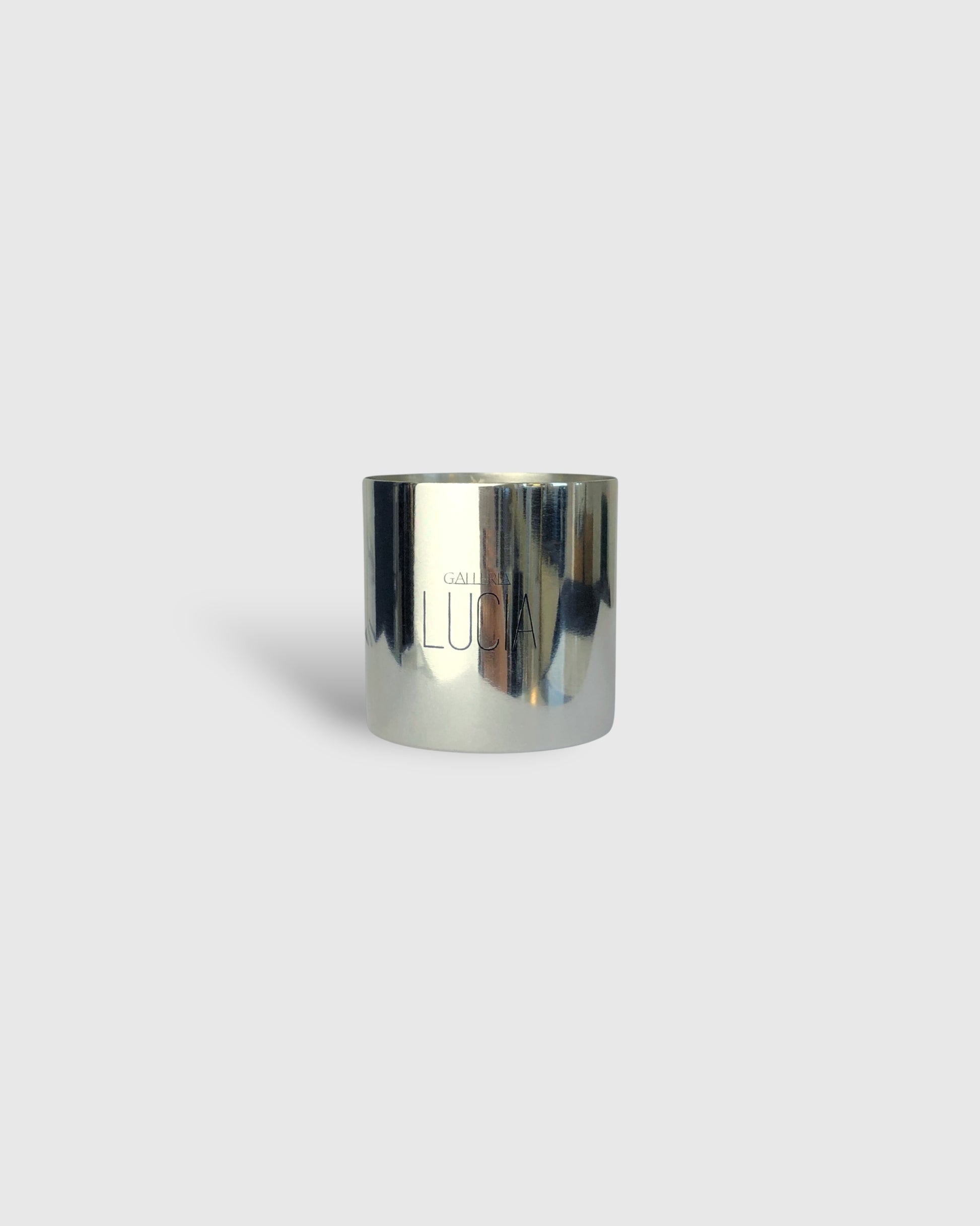 Silver metal candle with soy wax handmade in Berlin