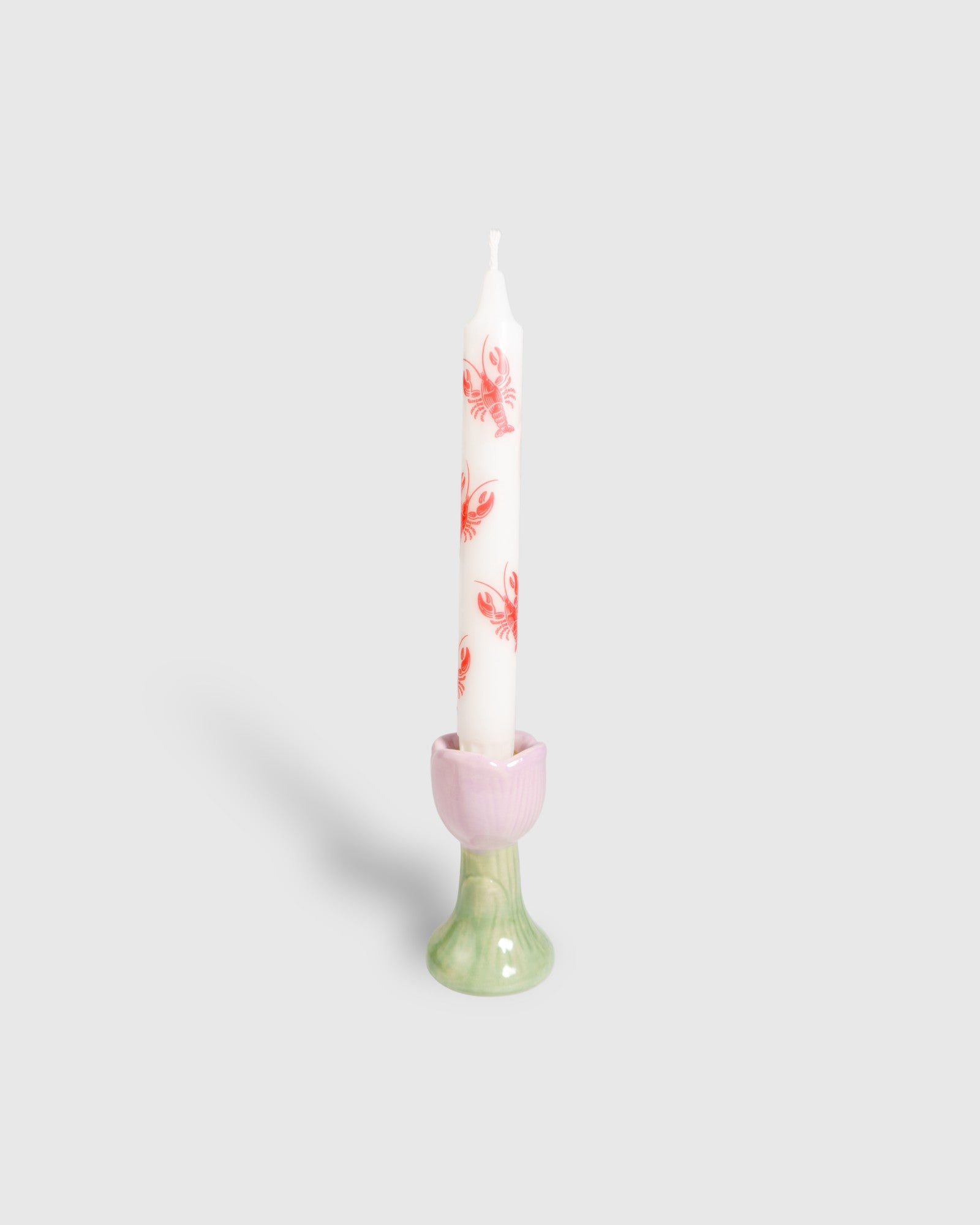 Dinner candle with red lobster motifs