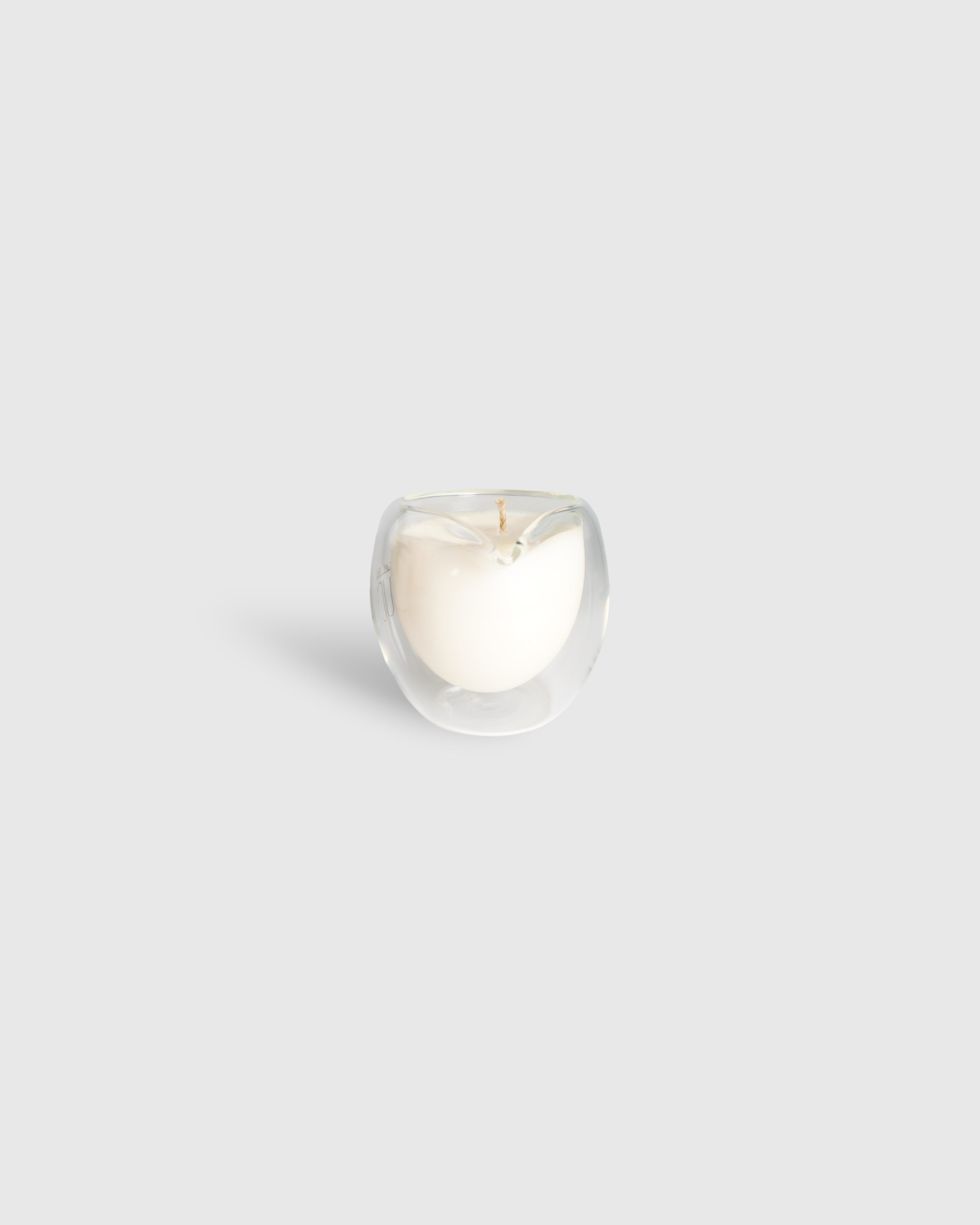 The front of a massage candle made from natural soy wax and sweet almond oil 