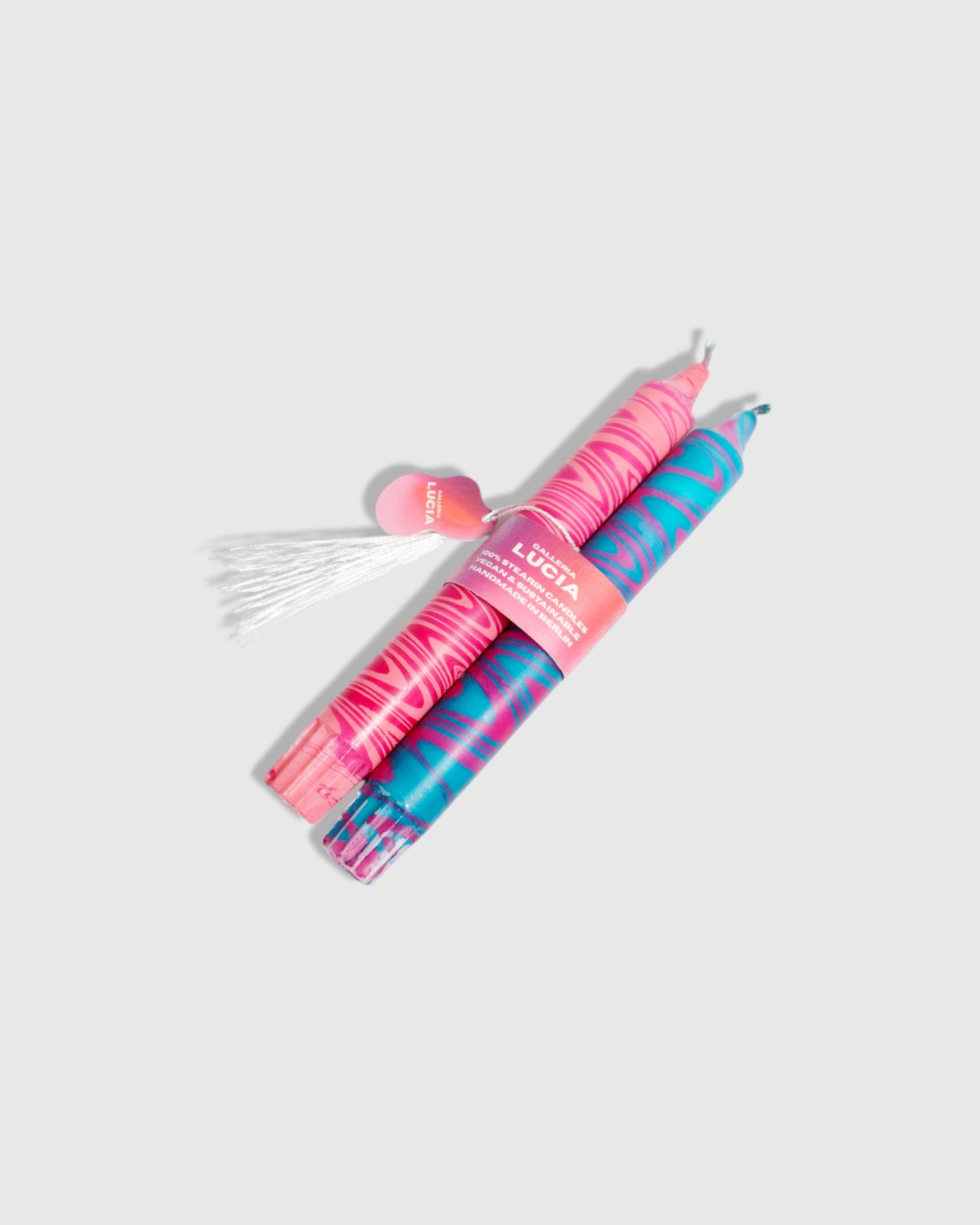 Barbie pink and turquoise marble candle set from vegan stearin wax